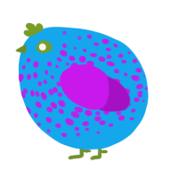 A sky and amethyst chicken with a speckle pattern