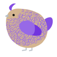A beige and blurple chicken with a double-lace pattern