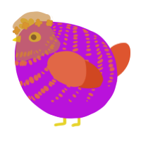 A amethyst and vermilion chicken with a bar pattern