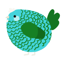 A aqua and leaf chicken with a lace pattern
