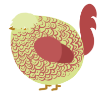 A lemon and red chicken with a double-lace pattern