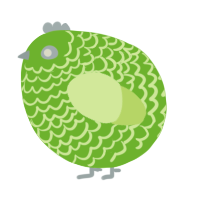 A grass and apple chicken with a lace pattern