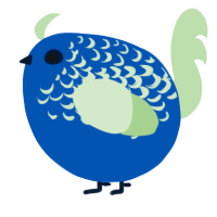 A ultramarine and gluppy chicken with a half-lace pattern