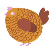 A orange and russet chicken with a lace pattern