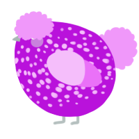 A amethyst and lavender chicken with a speckle pattern
