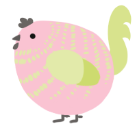 A rose and lemon chicken with a bar pattern