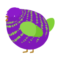 A violet and grass chicken with a bar pattern