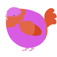 A orchid and vermilion chicken with a head pattern