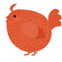 A vermilion chicken with a lace pattern