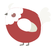 A red and white chicken with a head pattern