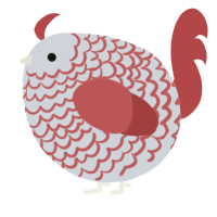 A mist and red chicken with a lace pattern