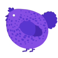 A blurple and indigo chicken with a speckle pattern