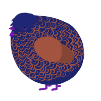 A navy and russet chicken with a double-lace pattern