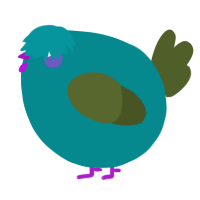 A teal and olive chicken
