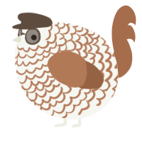 A white and brown chicken with a lace pattern