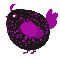 A sable and plum chicken with a speckle pattern