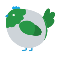 A mist and viridian chicken with a head pattern