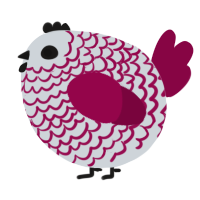 A mist and maroon chicken with a lace pattern
