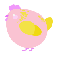 A rose and yellow chicken with a neck-speckle pattern