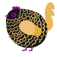 A sable and honey chicken with a lace pattern