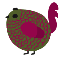A olive and maroon chicken with a lace pattern