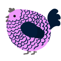 A lavender and tumblr chicken with a lace pattern