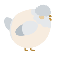 A cream and mist chicken with a head pattern