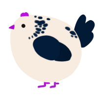 A cream and tumblr chicken with a neck-speckle pattern