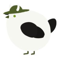 A white and sable chicken
