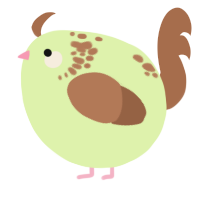 A apple and brown chicken with a neck-speckle pattern