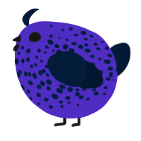A indigo and tumblr chicken with a speckle pattern
