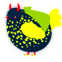 A tumblr and lime chicken with a speckle pattern