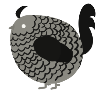 A ash and black chicken with a lace pattern