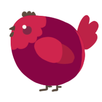 A maroon and crimson chicken with a head pattern