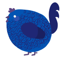 A ultramarine and navy chicken with a double-lace pattern