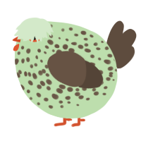 A gluppy and bark chicken with a speckle pattern