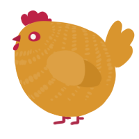 A orange chicken with a bar pattern