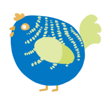 A sapphire and lemon chicken with a half-bar pattern