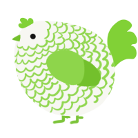 A white and grass chicken with a lace pattern