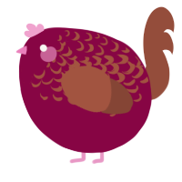 A maroon and russet chicken with a half-lace pattern