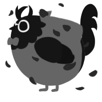 A grey and black chicken with a head pattern