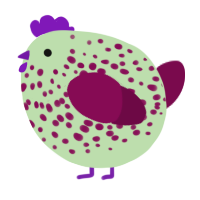 A gluppy and wine chicken with a speckle pattern