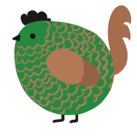 A viridian and brown chicken with a lace pattern
