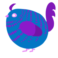 A sapphire and violet chicken with a bar pattern