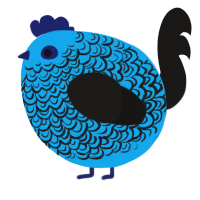 A sky and sable chicken with a double-lace pattern