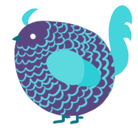 A overcast and aqua chicken with a lace pattern