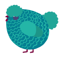 A sea and turquoise chicken with a lace pattern