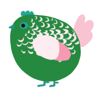 A viridian and rose chicken with a half-lace pattern