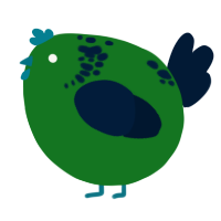 A leaf and tumblr chicken with a neck-speckle pattern