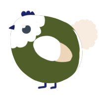 A olive and cream chicken with a head pattern